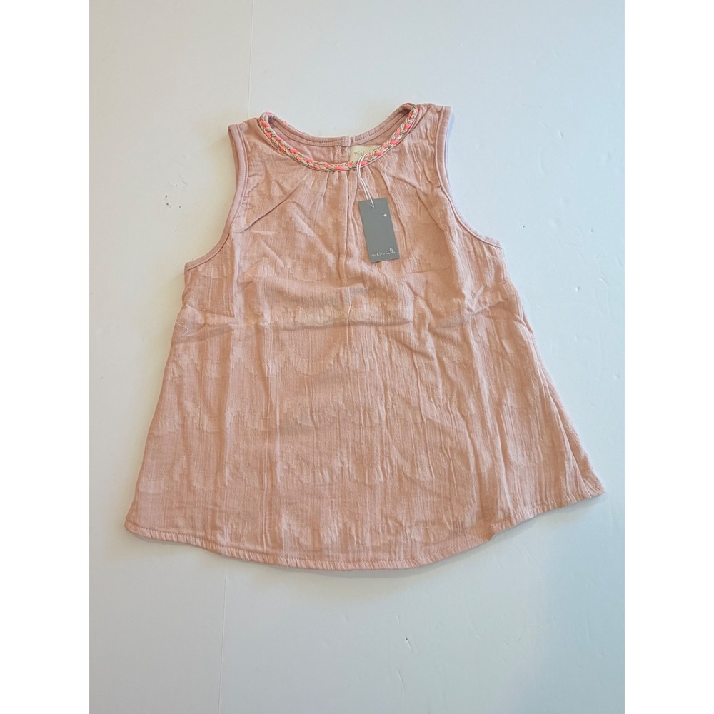 Miki Miette Girls Pink Textured Sleeveless Top Braided Neckline Size‎ 6Y NWT